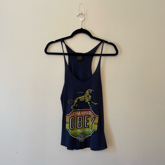 Obey S tank top lion gray multicolor summer grunge champion star casual animal - Picture 1 of 8